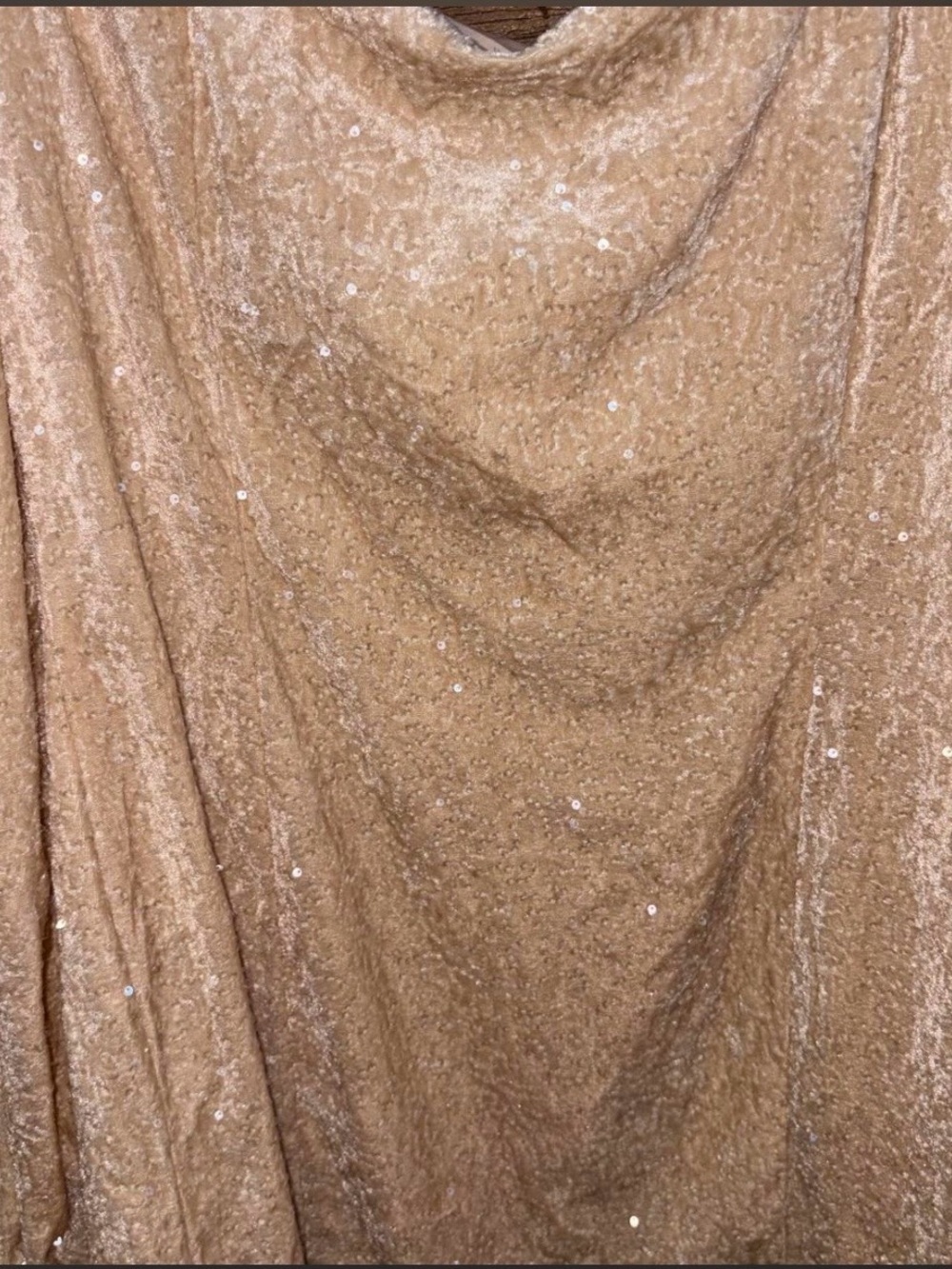 Lulu's Cream Sequin Velvet Long-Sleeve Dress - Picture 2 of 5